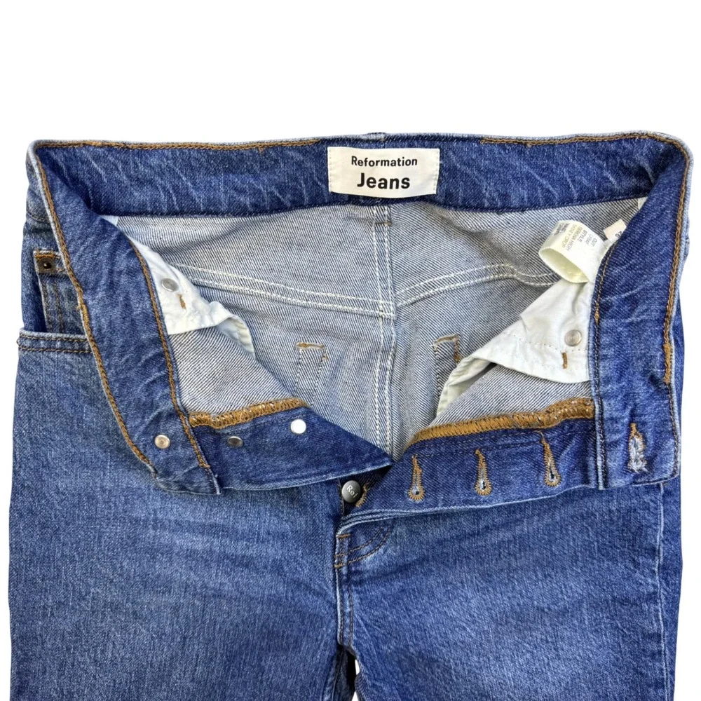 Reformation Jeans Serena High Rise Skinny Crop Medium Wash Size 26 Button Fly - Picture 5 of 13